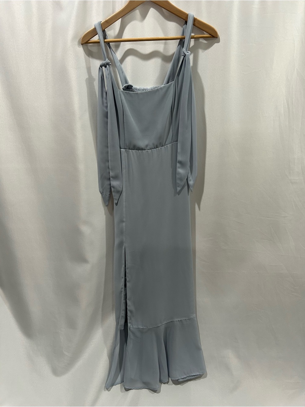 LN Show Me Your MuMu Claire Steel/Dusty Blue Tie-Shoulder Maxi Dress